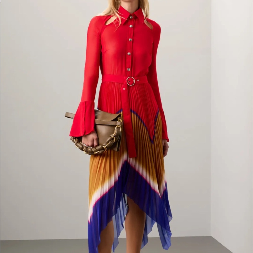 Thebe Magugu Red and Multicolor Pleated Dress